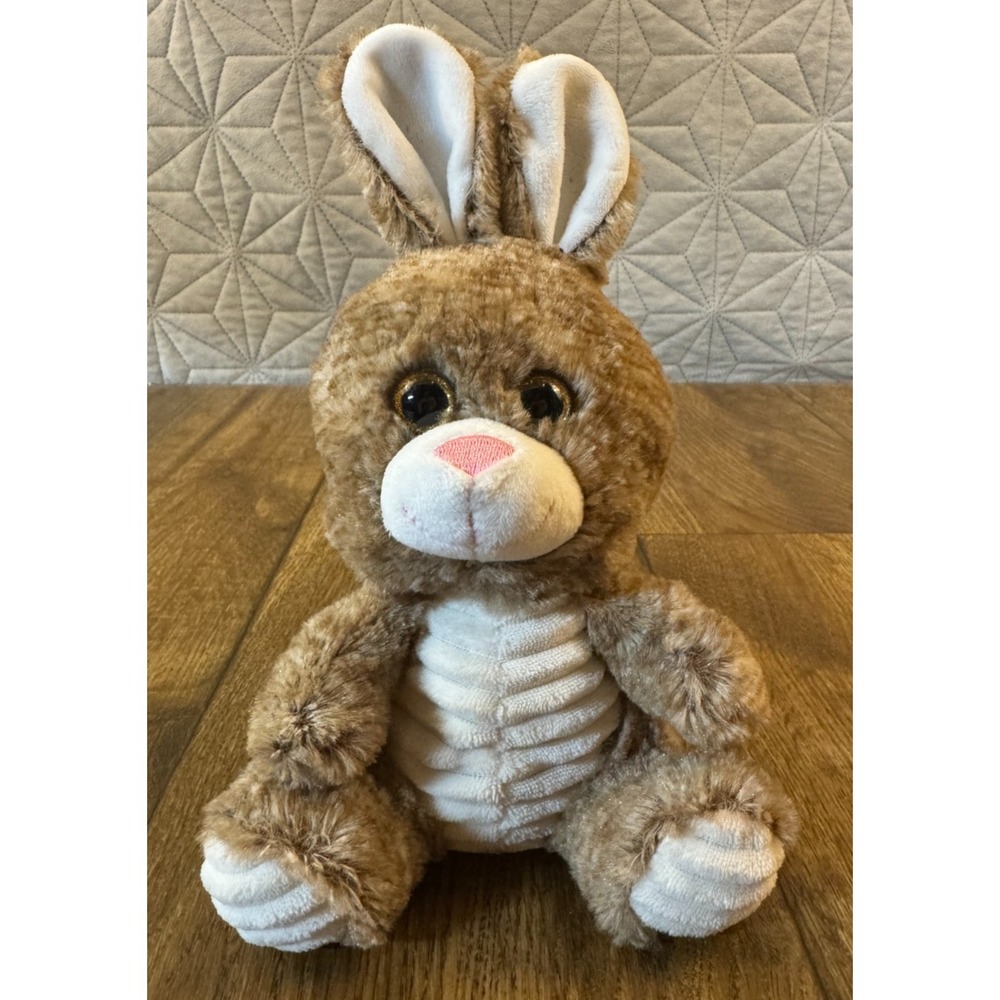 Walmart Plush Bunny Rabbit Brown 11 Inch White Ribbed Sitting Easter Stuffed